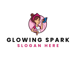 Flat Iron Maid Lady logo design