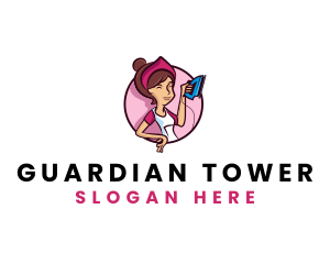 Flat Iron Maid Lady logo design