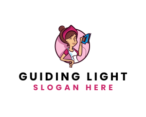 Flat Iron Maid Lady logo design