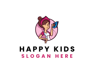 Flat Iron Maid Lady logo design