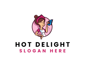 Flat Iron Maid Lady logo design