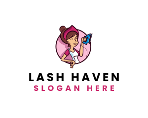 Flat Iron Maid Lady logo design