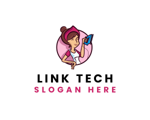 Flat Iron Maid Lady logo design