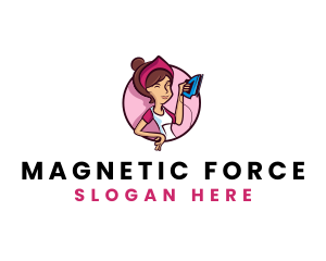 Flat Iron Maid Lady logo design