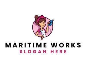 Flat Iron Maid Lady logo design