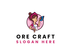 Flat Iron Maid Lady logo design