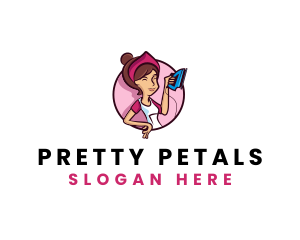 Flat Iron Maid Lady logo design