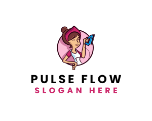 Flat Iron Maid Lady logo design