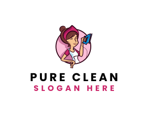 Flat Iron Maid Lady logo design