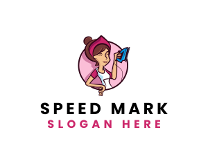 Flat Iron Maid Lady logo design