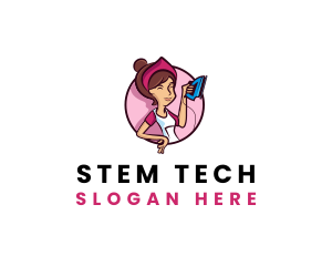 Flat Iron Maid Lady logo design