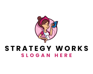 Flat Iron Maid Lady logo design