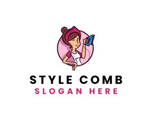 Flat Iron Maid Lady logo design