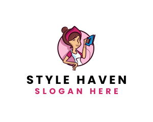 Flat Iron Maid Lady logo design