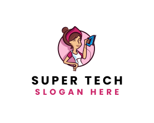 Flat Iron Maid Lady logo design