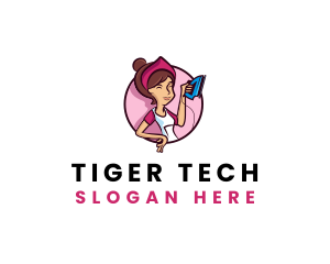 Flat Iron Maid Lady logo design