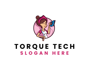 Flat Iron Maid Lady logo design