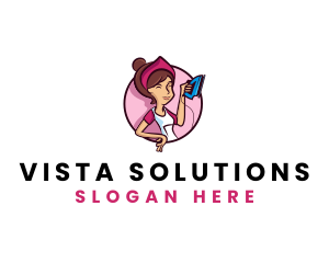 Flat Iron Maid Lady logo design