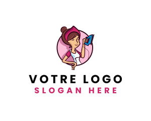 Cleaning - Flat Iron Maid Lady logo design