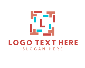 Negative Space - Colorful Shape Frame Lettermark logo design