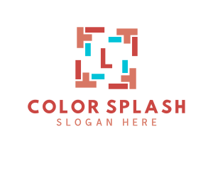 Colorful Shape Frame Lettermark logo design