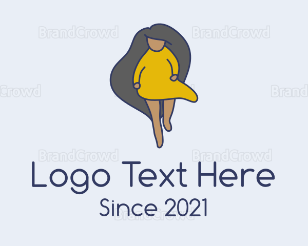 Girl Dress Fashion Hair Logo