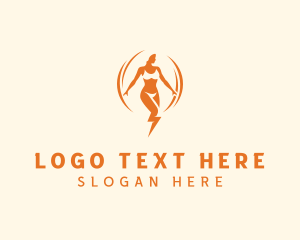Electrical - Lightning Power Woman logo design