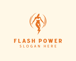 Lightning Power Woman logo design