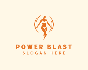 Lightning Power Woman logo design