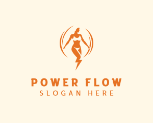 Lightning Power Woman logo design