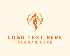 Power - Lightning Power Woman logo design