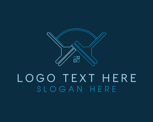 Blue - House Squeegee Cleaner logo design