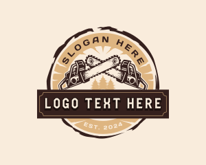 Woodcutter - Tree Chainsaw  Woodwork logo design