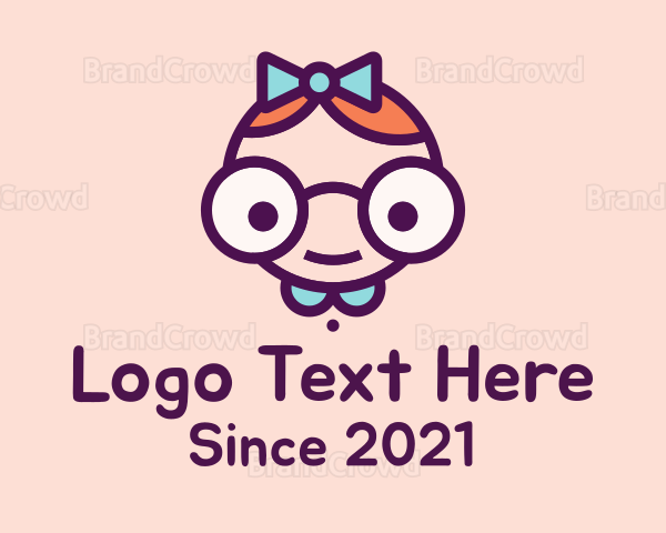 Smart Girl Cartoon Logo