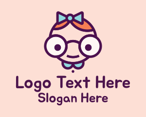 Smart Girl Cartoon Logo