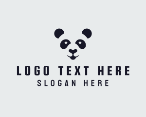 Black - Star Panda Face logo design