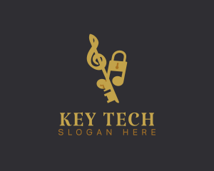 Music Notes Key Security logo design