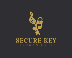 Music Notes Key Security logo design