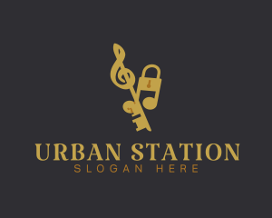 Station - Music Notes Key Security logo design