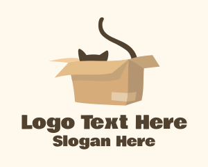 Parcel - Cat Carboard Box logo design