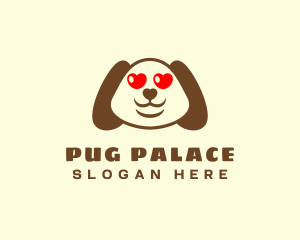 Pug - Heart Eyes Puppy logo design