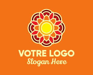 Yoga Center - Orange Lotus Flower logo design