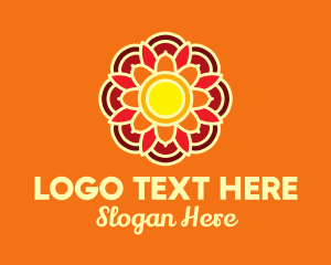 Floral Design - Orange Lotus Flower logo design