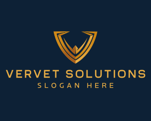 Security Shield Letter V logo design