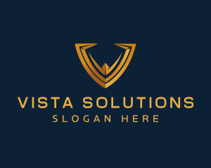 Security Shield Letter V logo design