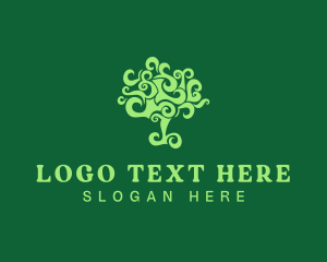 Green - Curly Tree Plant logo design