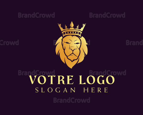 Crown Feline Lion Logo