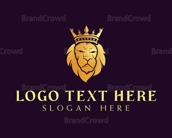 Crown Feline Lion Logo