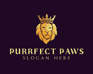 Crown Feline Lion logo design