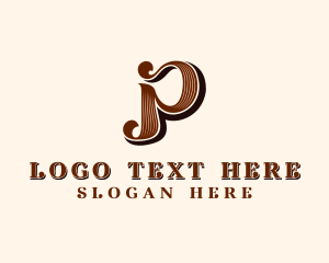 Hairdresser - Stylish Retro Brand Letter P logo design